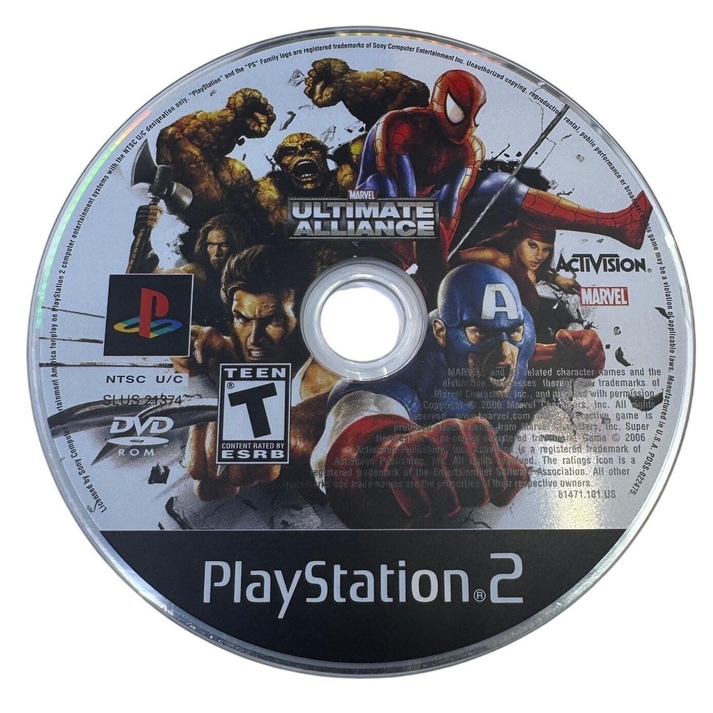 Marvel Ultimate Alliance Sony PlayStation 2 PS2 Game Disc SLUS 21374 Activision